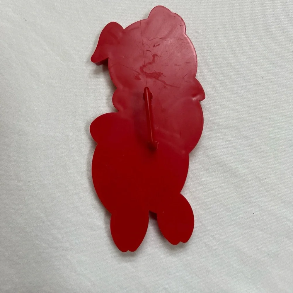 6 Cookie Cutters Red Plastic Vintage Pig Bunny Clown Turkey Flag Christmas Tree